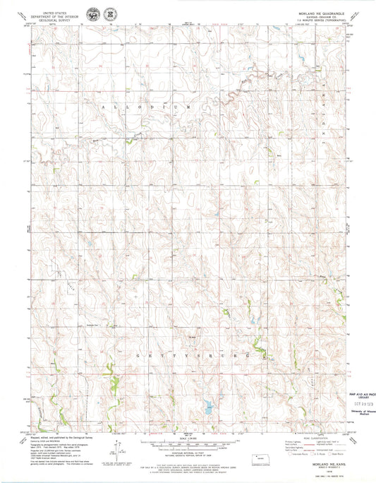 Classic USGS Morland NE Kansas 7.5'x7.5' Topo Map Image