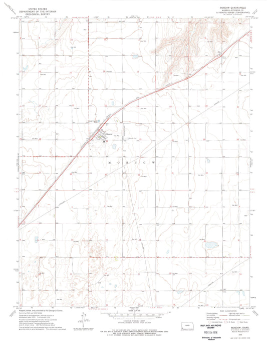 Classic USGS Moscow Kansas 7.5'x7.5' Topo Map Image