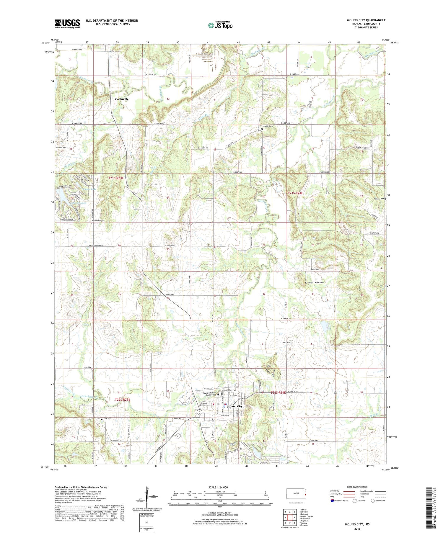 Mound City Kansas US Topo Map Image