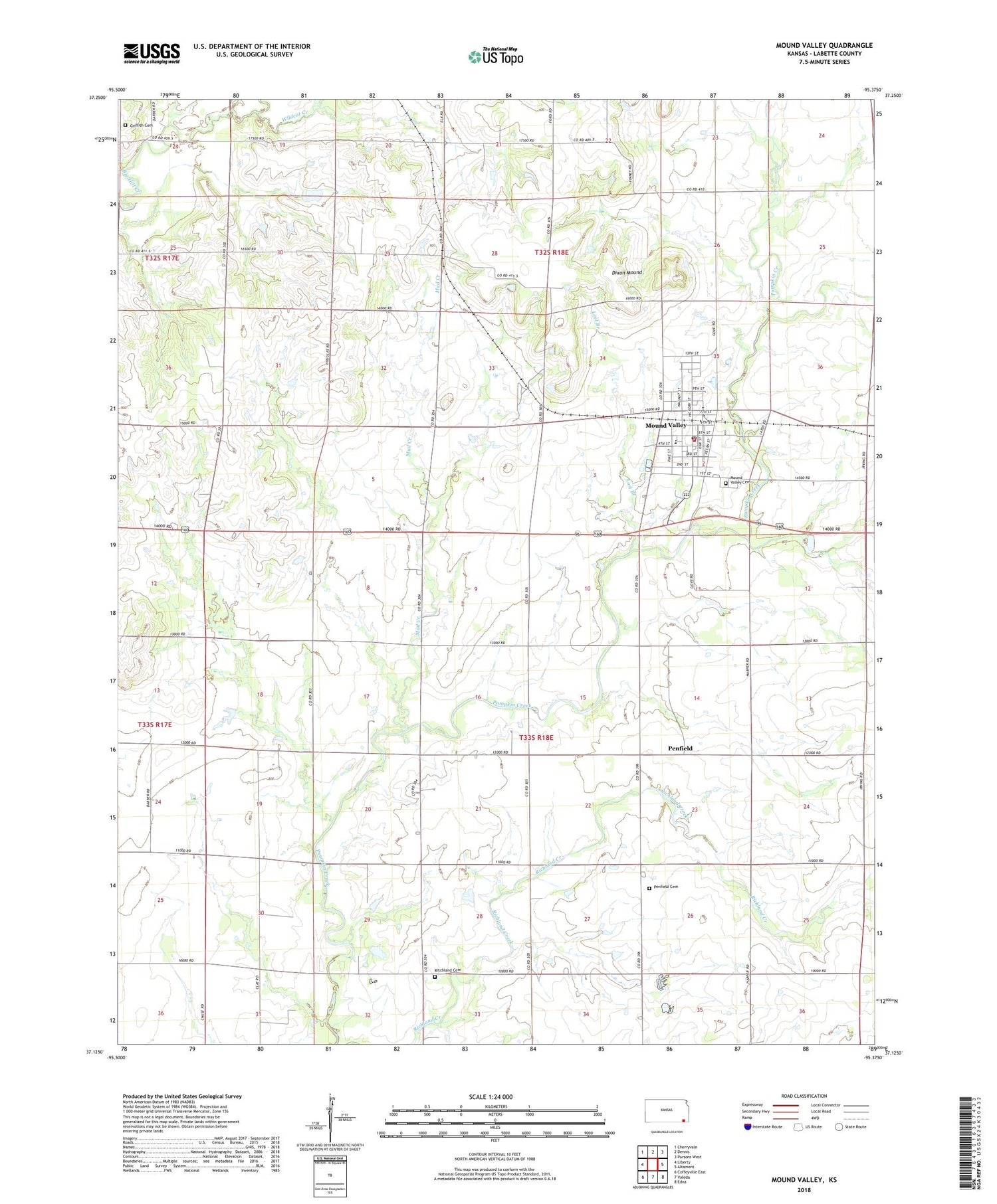 Mound Valley Kansas US Topo Map Image
