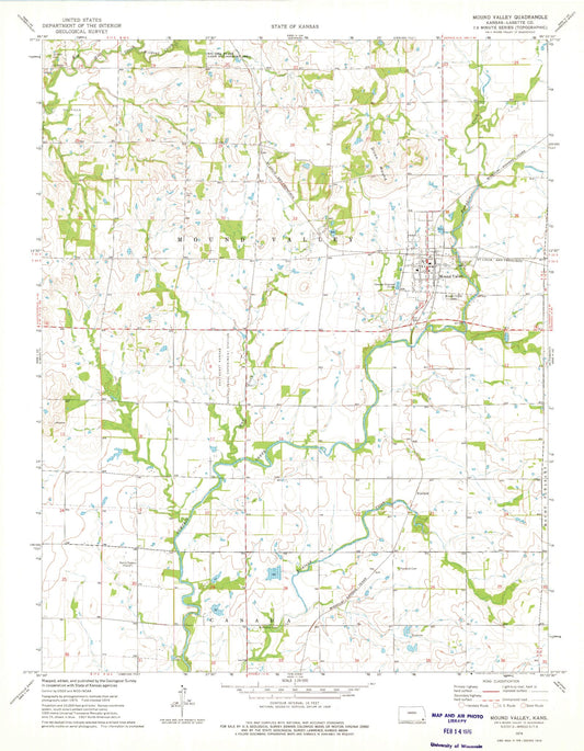 Classic USGS Mound Valley Kansas 7.5'x7.5' Topo Map Image