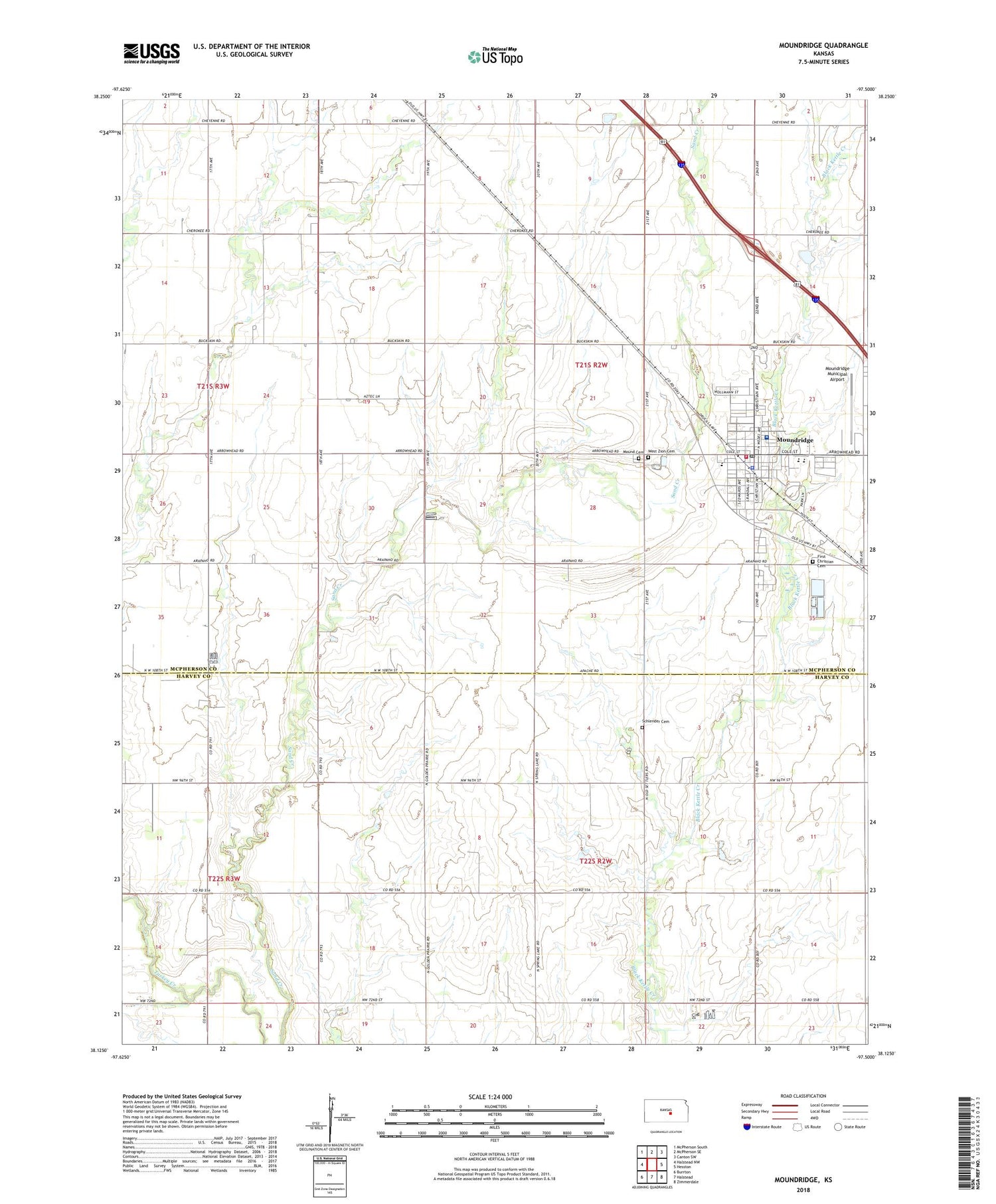 Moundridge Kansas US Topo Map Image