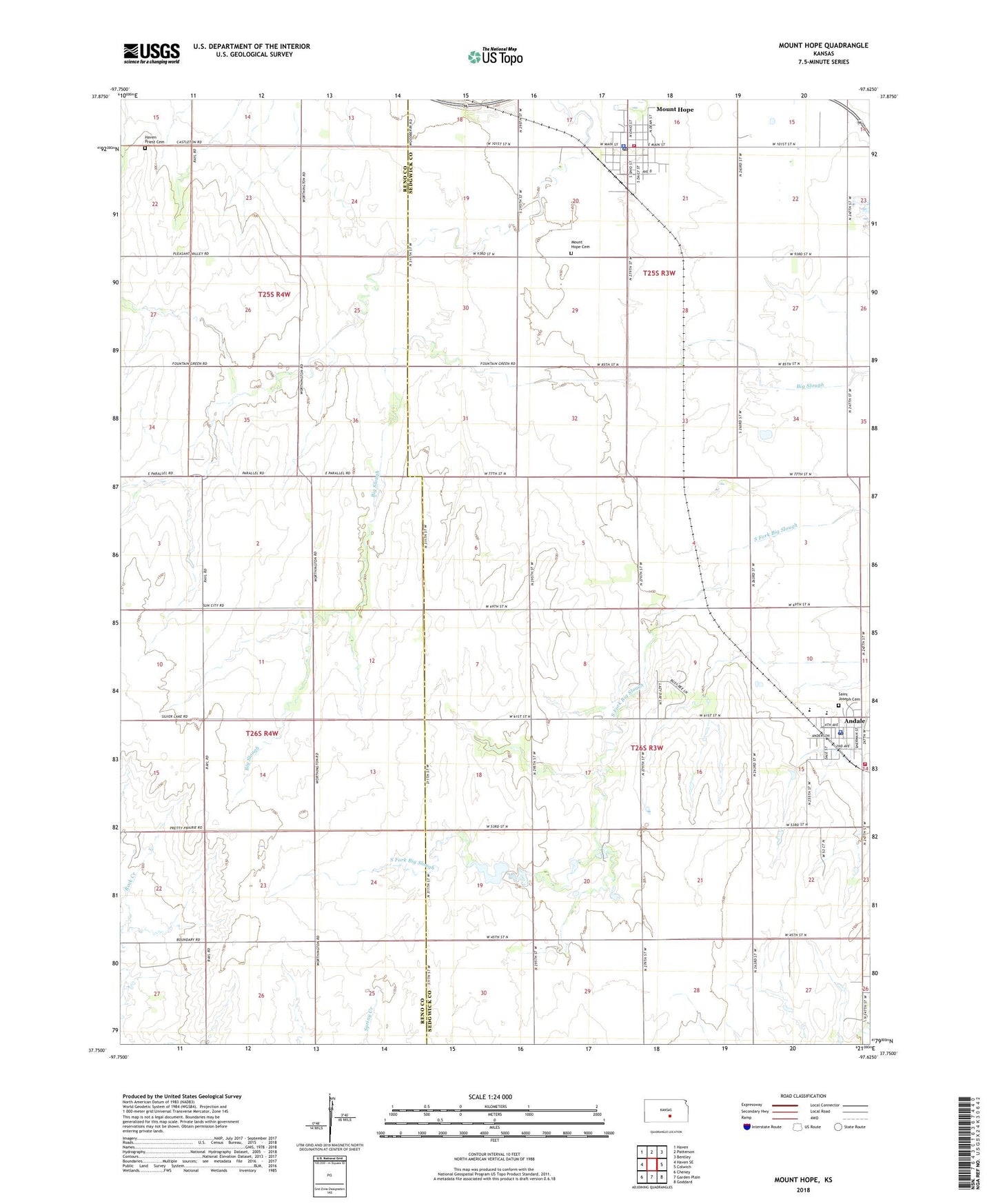 Mount Hope Kansas US Topo Map Image