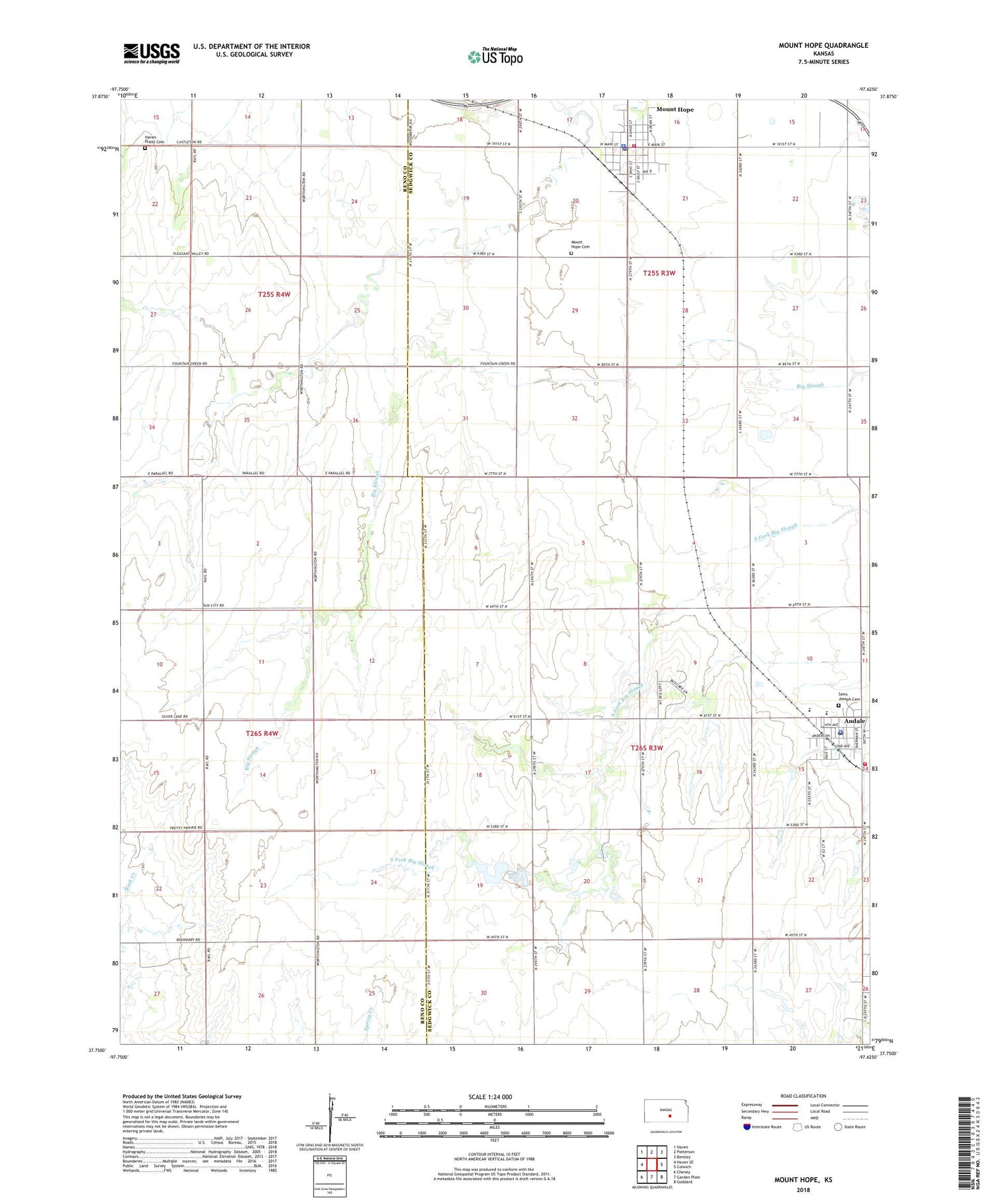 Mount Hope Kansas US Topo Map Image