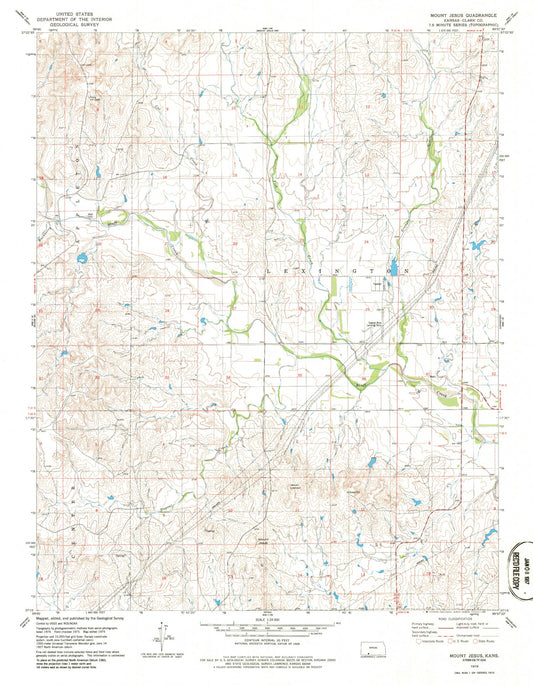 Classic USGS Mount Jesus Kansas 7.5'x7.5' Topo Map Image