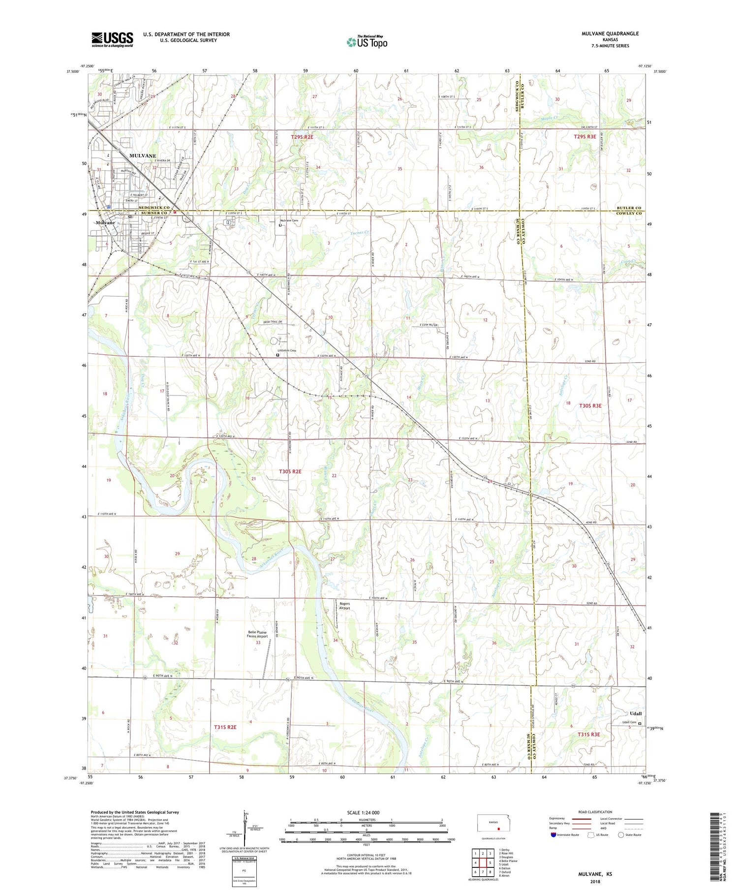 Mulvane Kansas US Topo Map Image