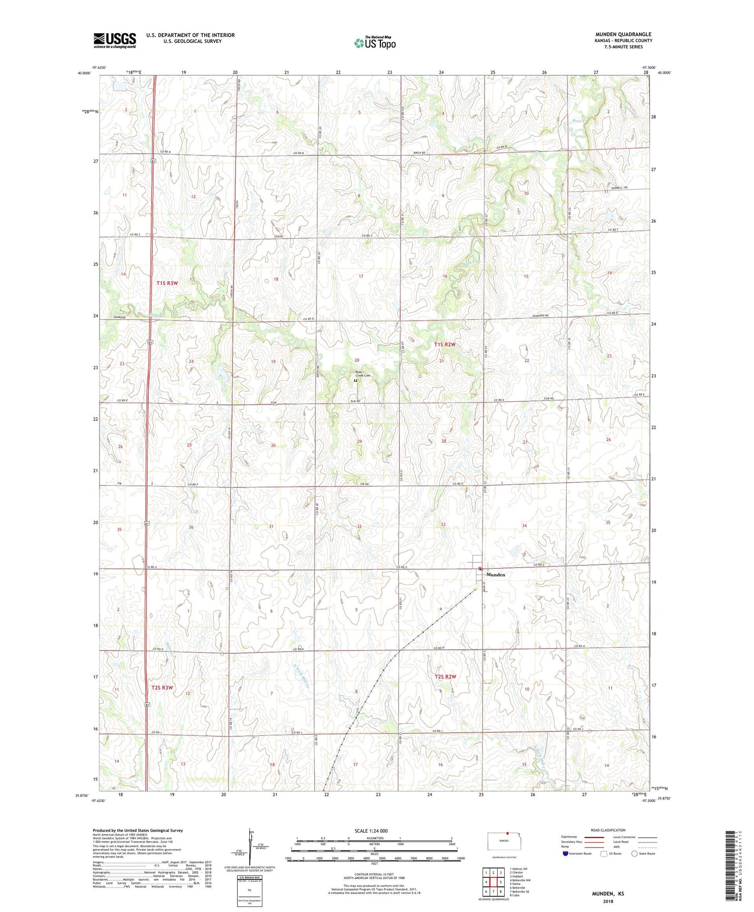 Munden Kansas US Topo Map Image