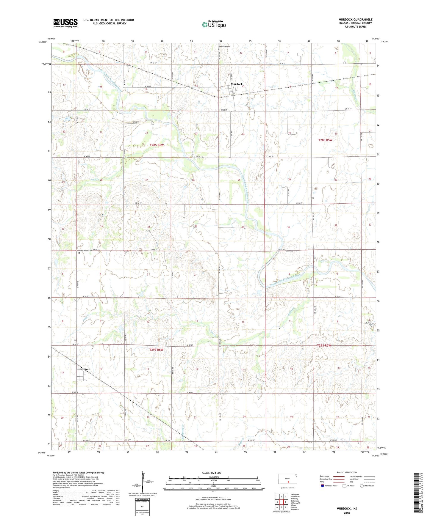 Murdock Kansas US Topo Map Image