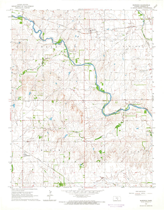 Classic USGS Murdock Kansas 7.5'x7.5' Topo Map Image