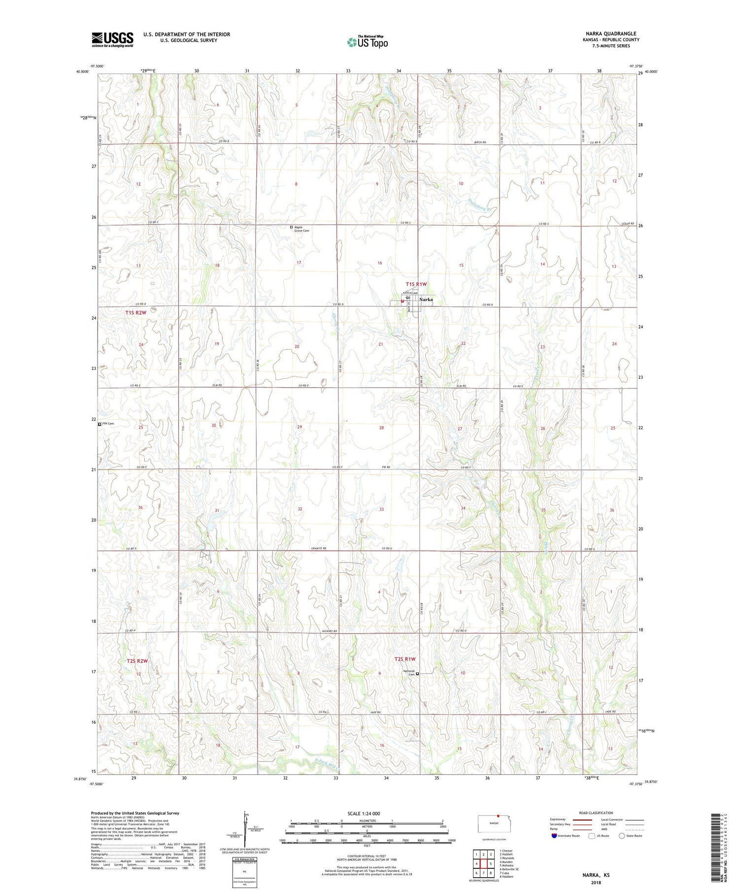 Narka Kansas US Topo Map Image