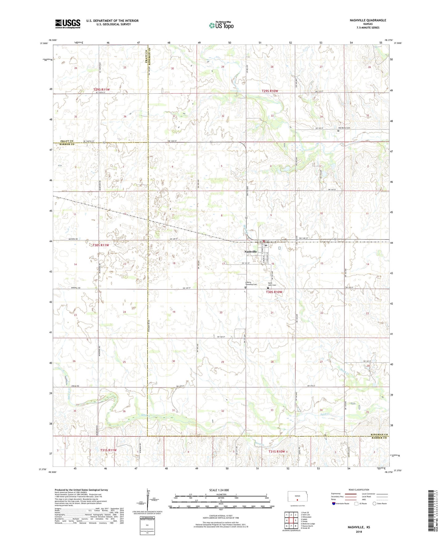 Nashville Kansas US Topo Map Image