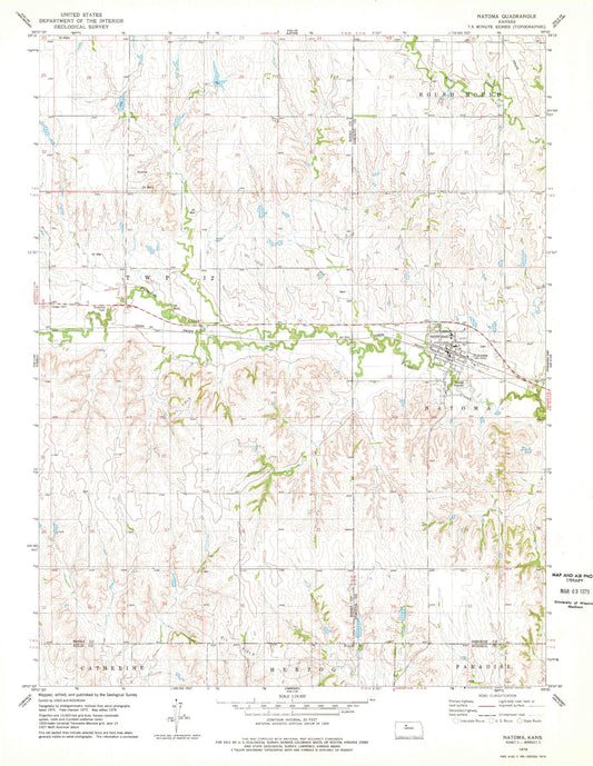 Classic USGS Natoma Kansas 7.5'x7.5' Topo Map Image