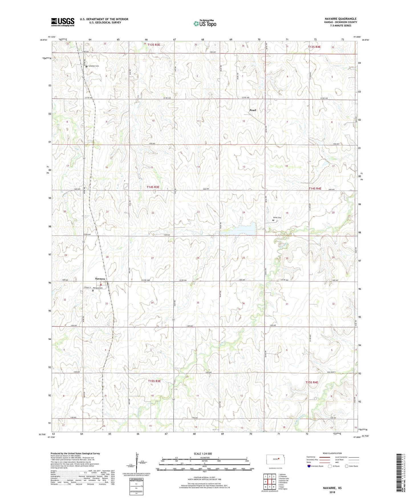 Navarre Kansas US Topo Map Image