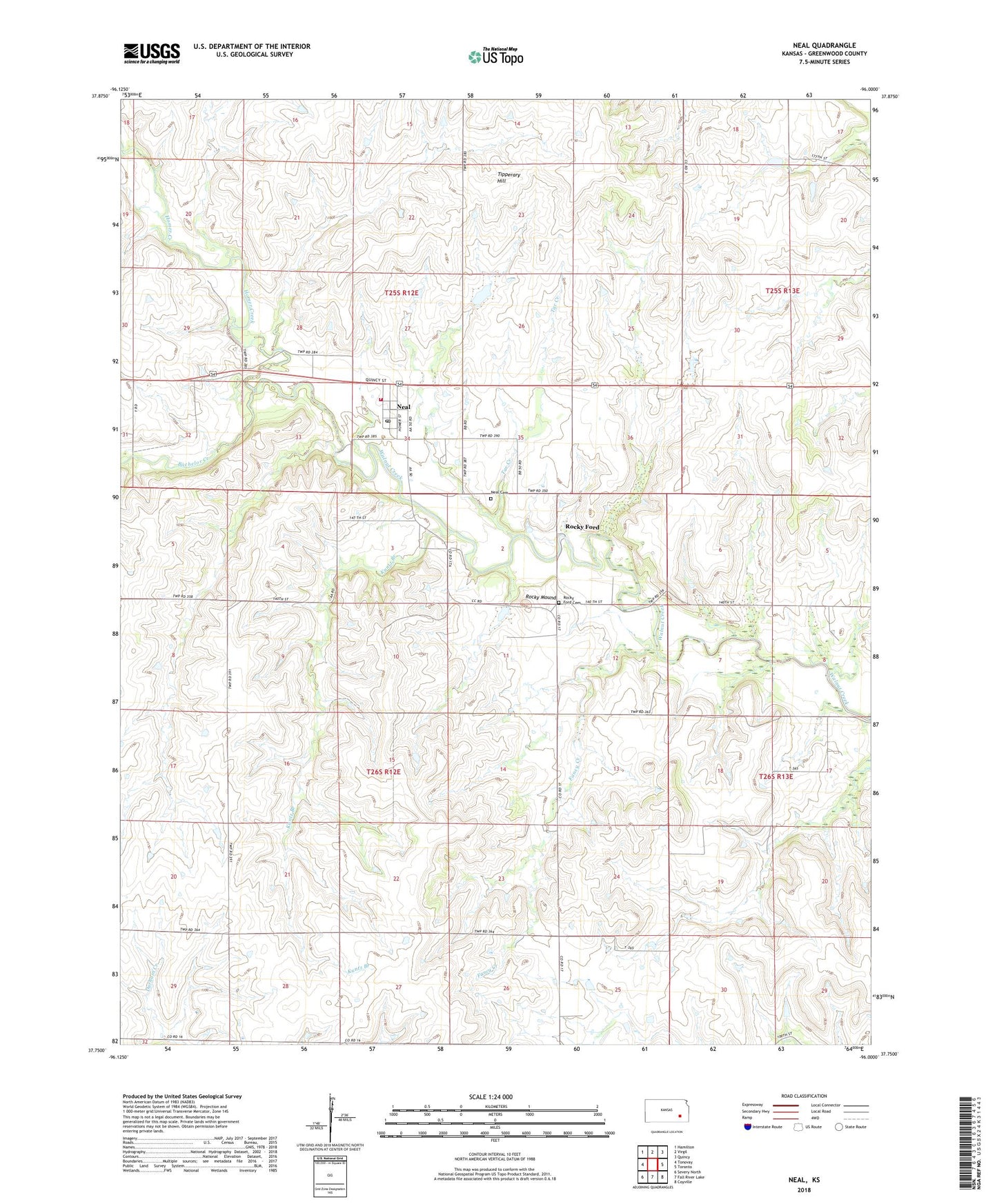 Neal Kansas US Topo Map Image