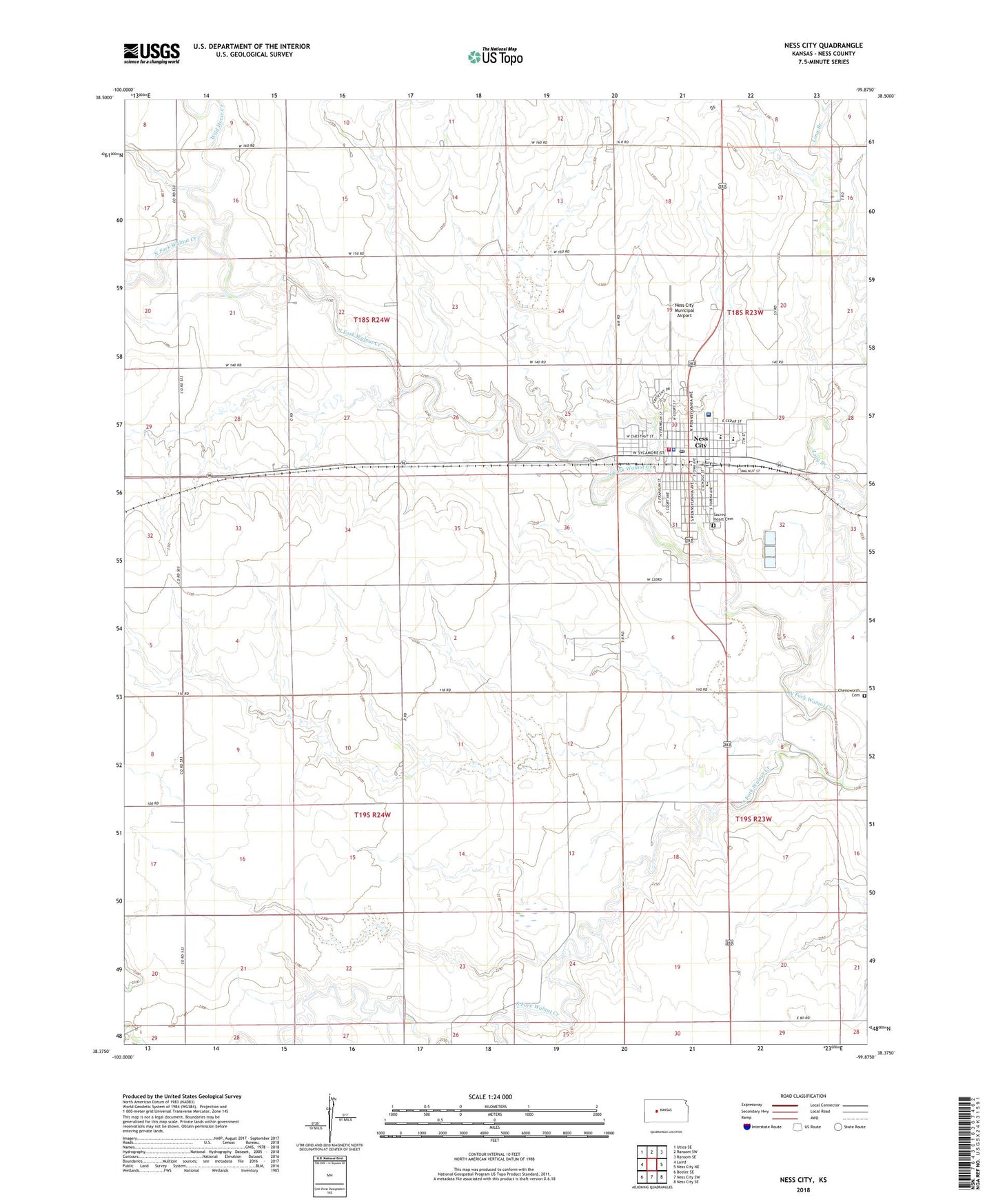 Ness City Kansas US Topo Map Image