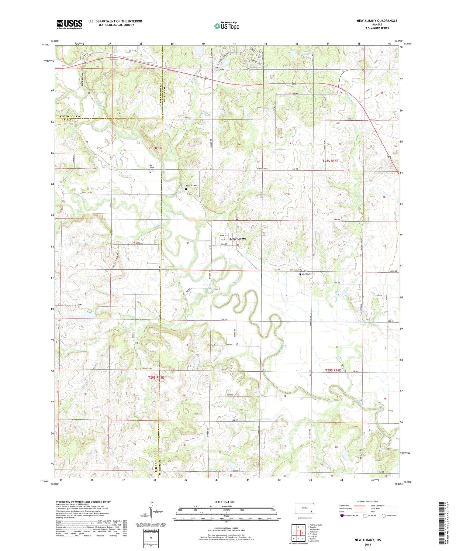 New Albany Kansas US Topo Map Image