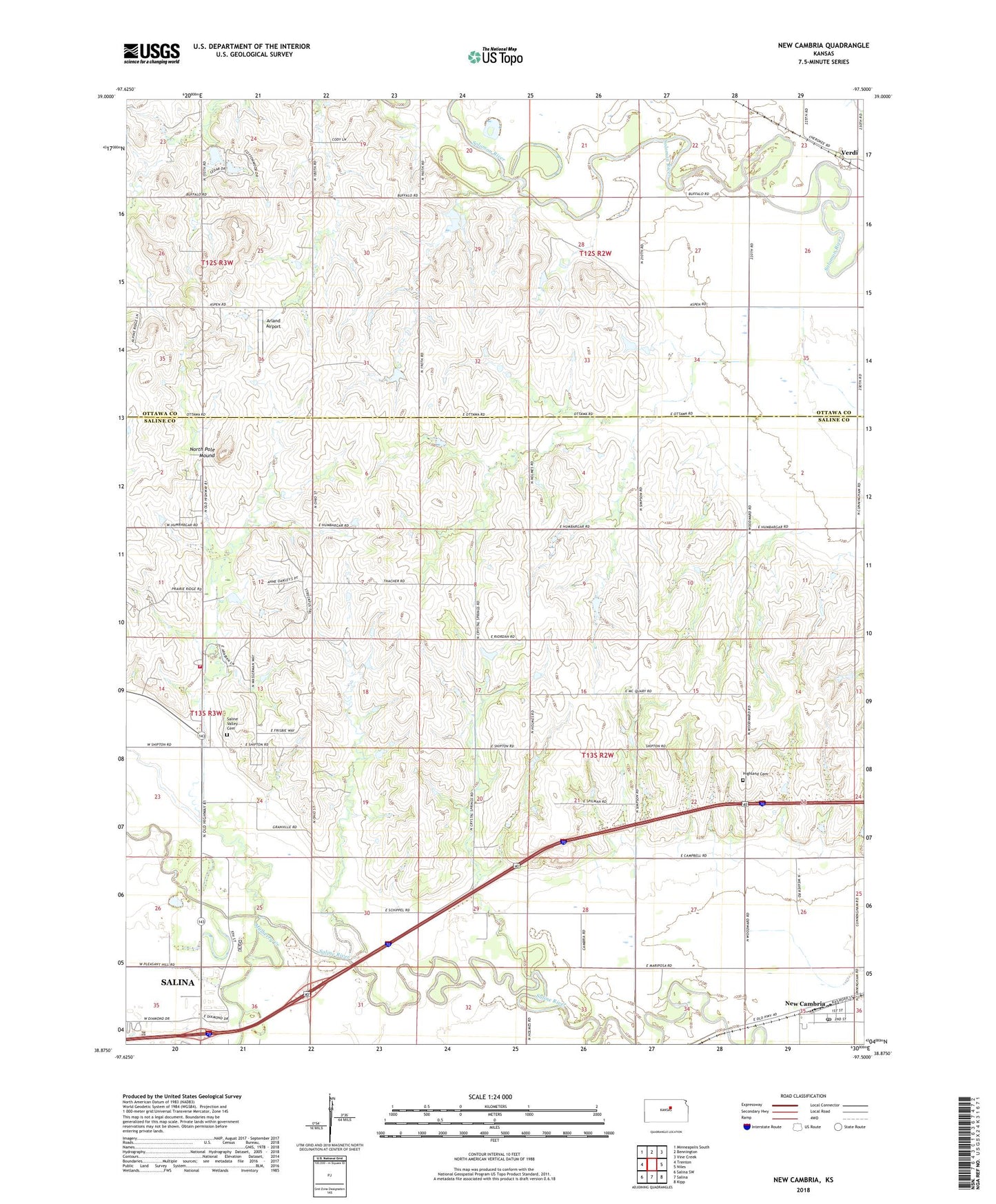 New Cambria Kansas US Topo Map Image