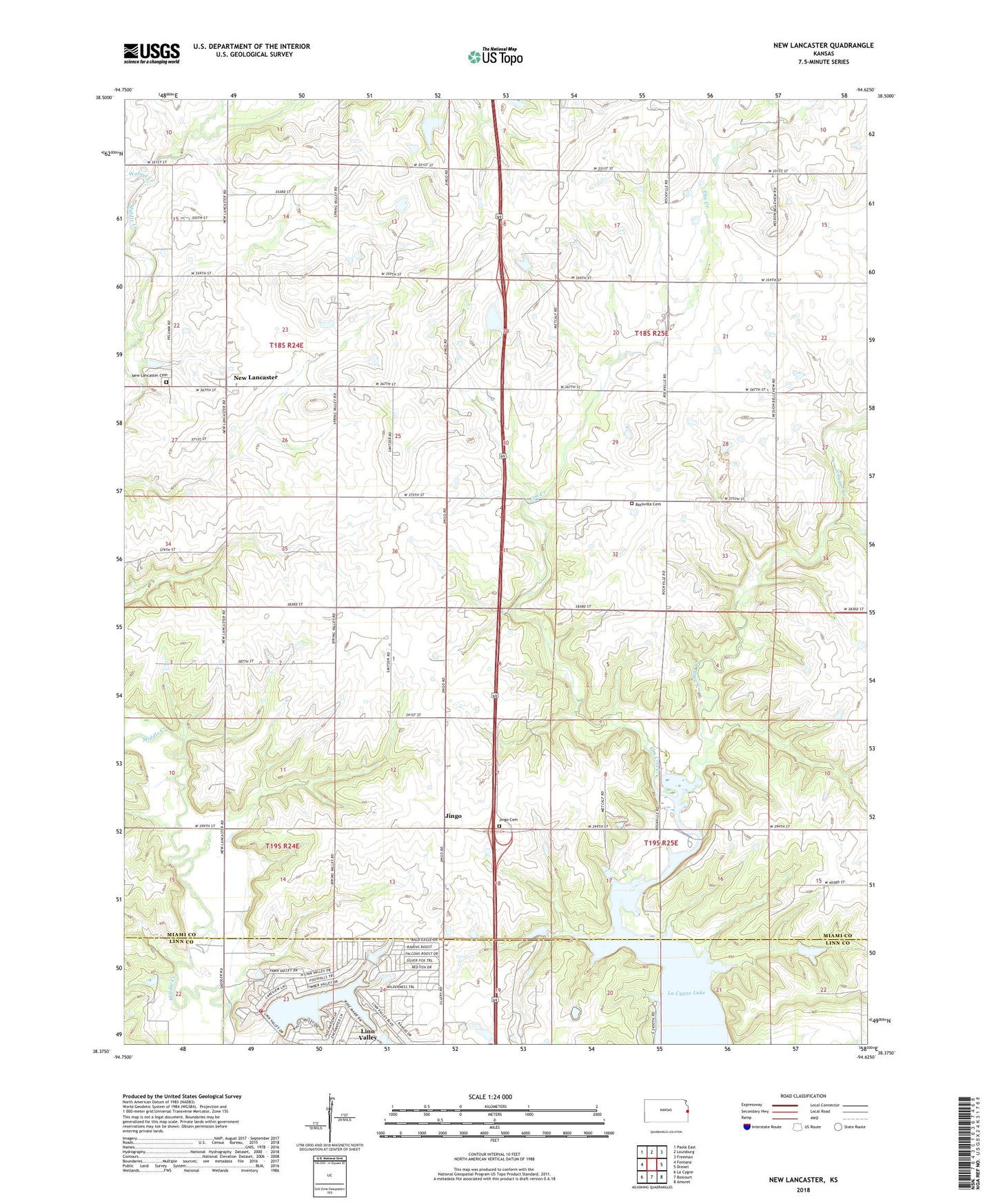 New Lancaster Kansas US Topo Map Image