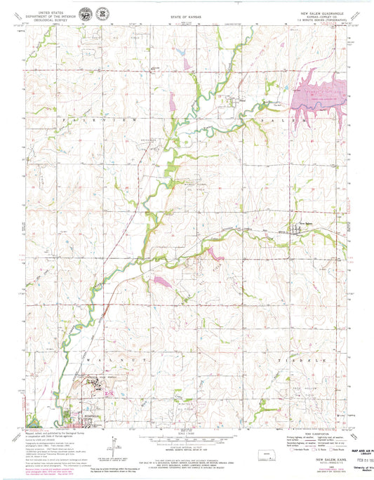 Classic USGS New Salem Kansas 7.5'x7.5' Topo Map Image