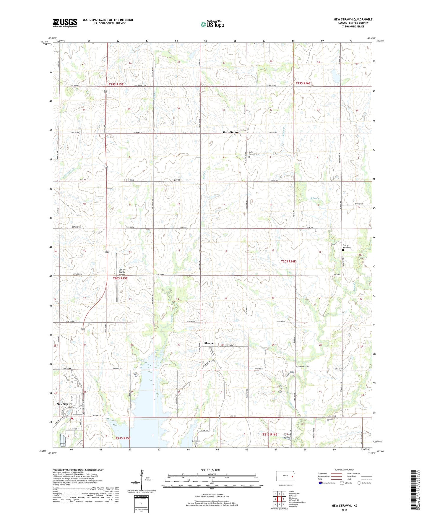 New Strawn Kansas US Topo Map Image