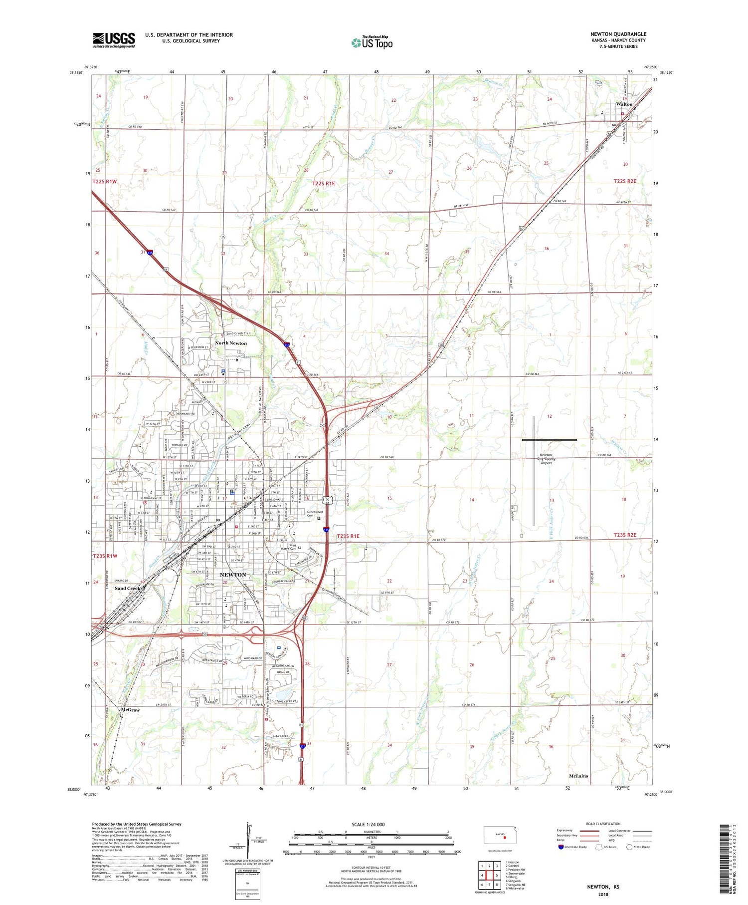 Newton Kansas US Topo Map Image