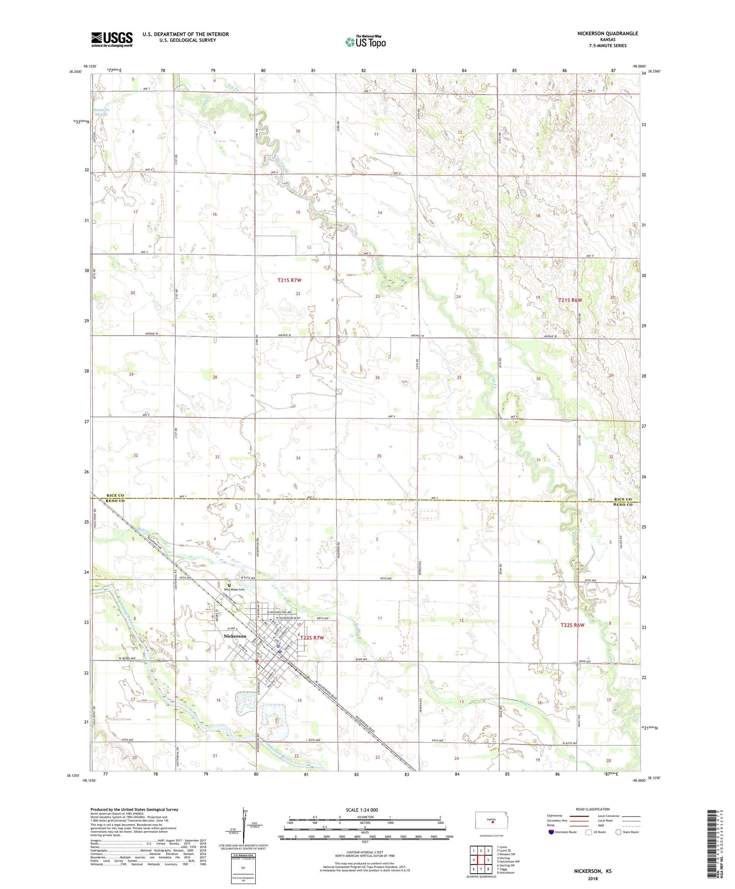 Nickerson Kansas US Topo Map Image