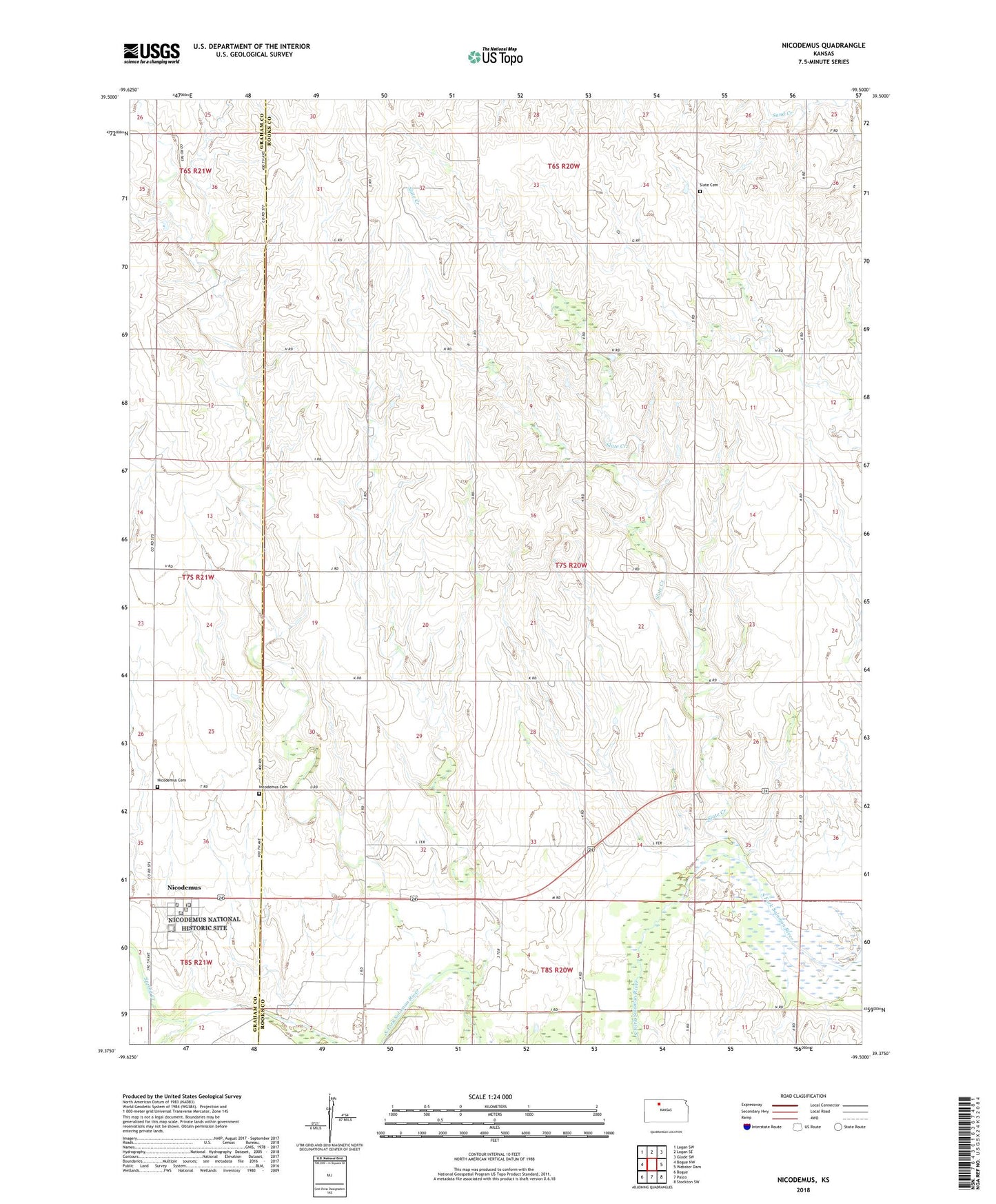 Nicodemus Kansas US Topo Map Image
