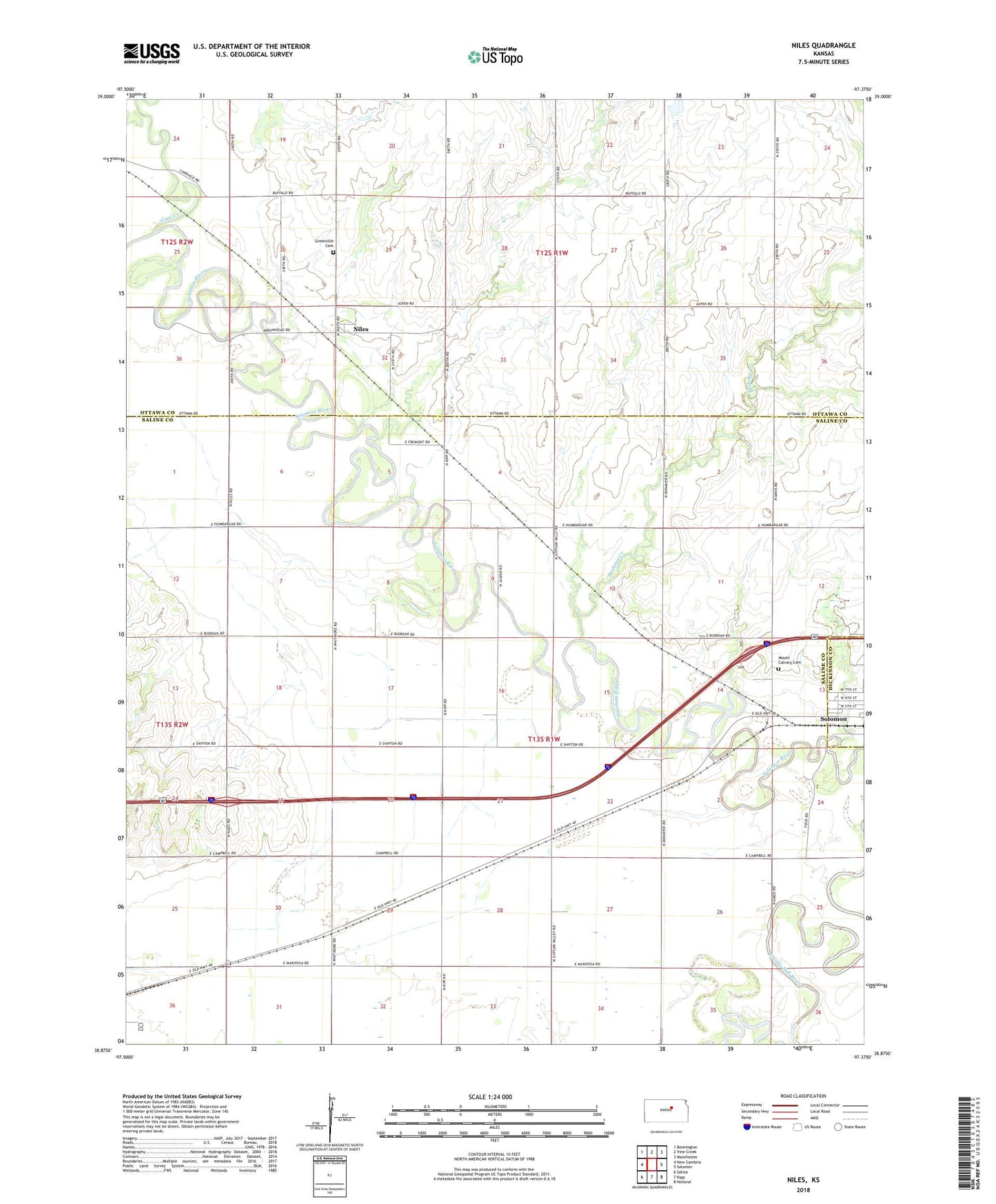 Niles Kansas US Topo Map Image