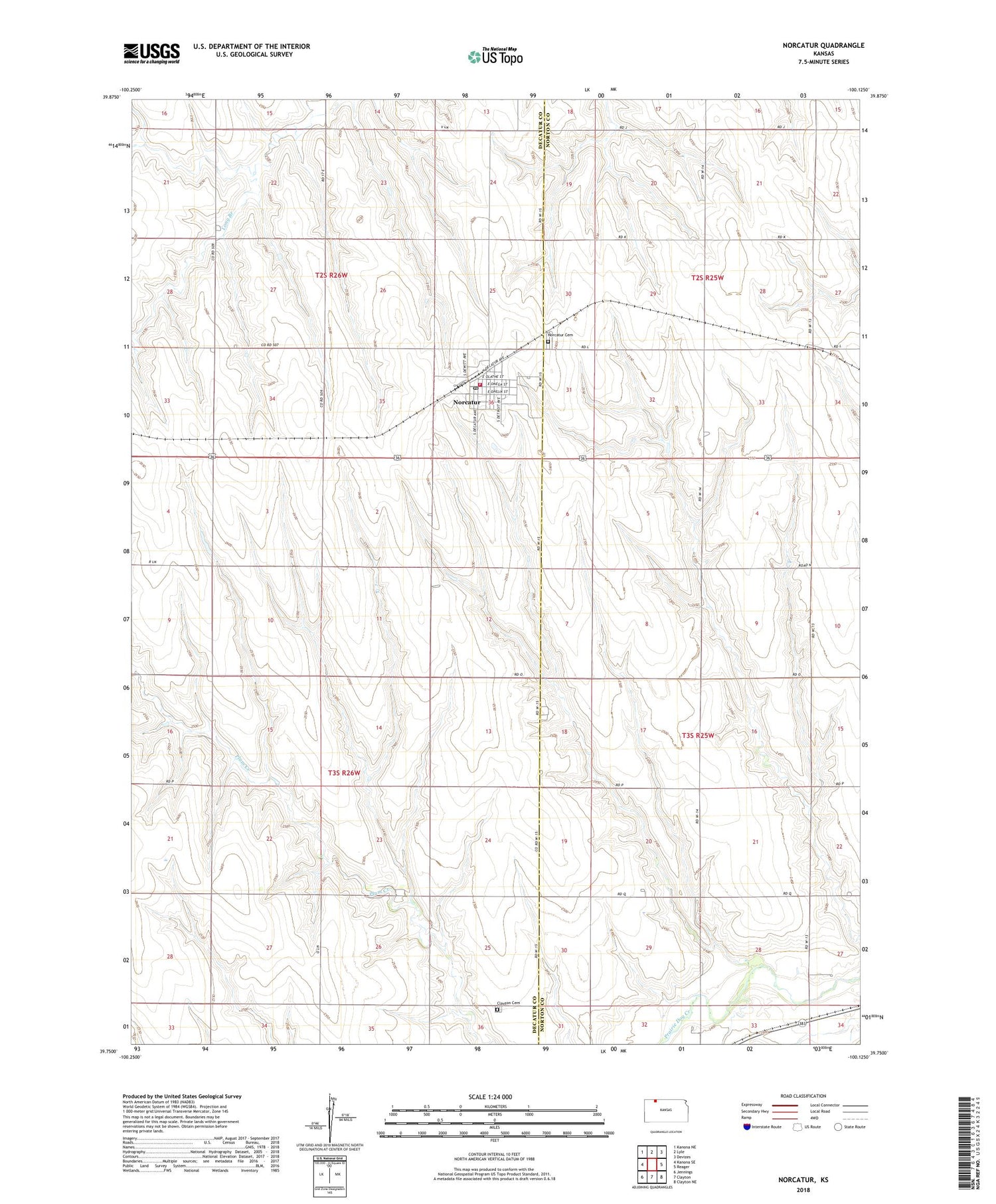 Norcatur Kansas US Topo Map Image