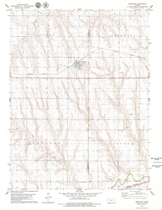 Classic USGS Norcatur Kansas 7.5'x7.5' Topo Map Image
