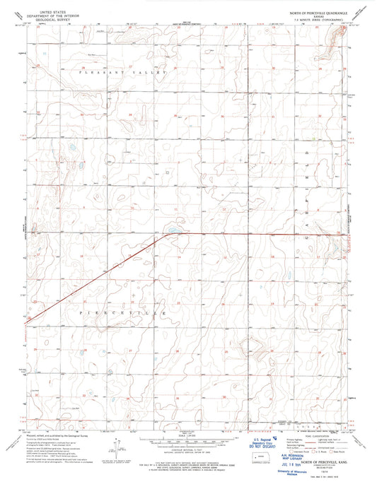 Classic USGS North of Pierceville Kansas 7.5'x7.5' Topo Map Image