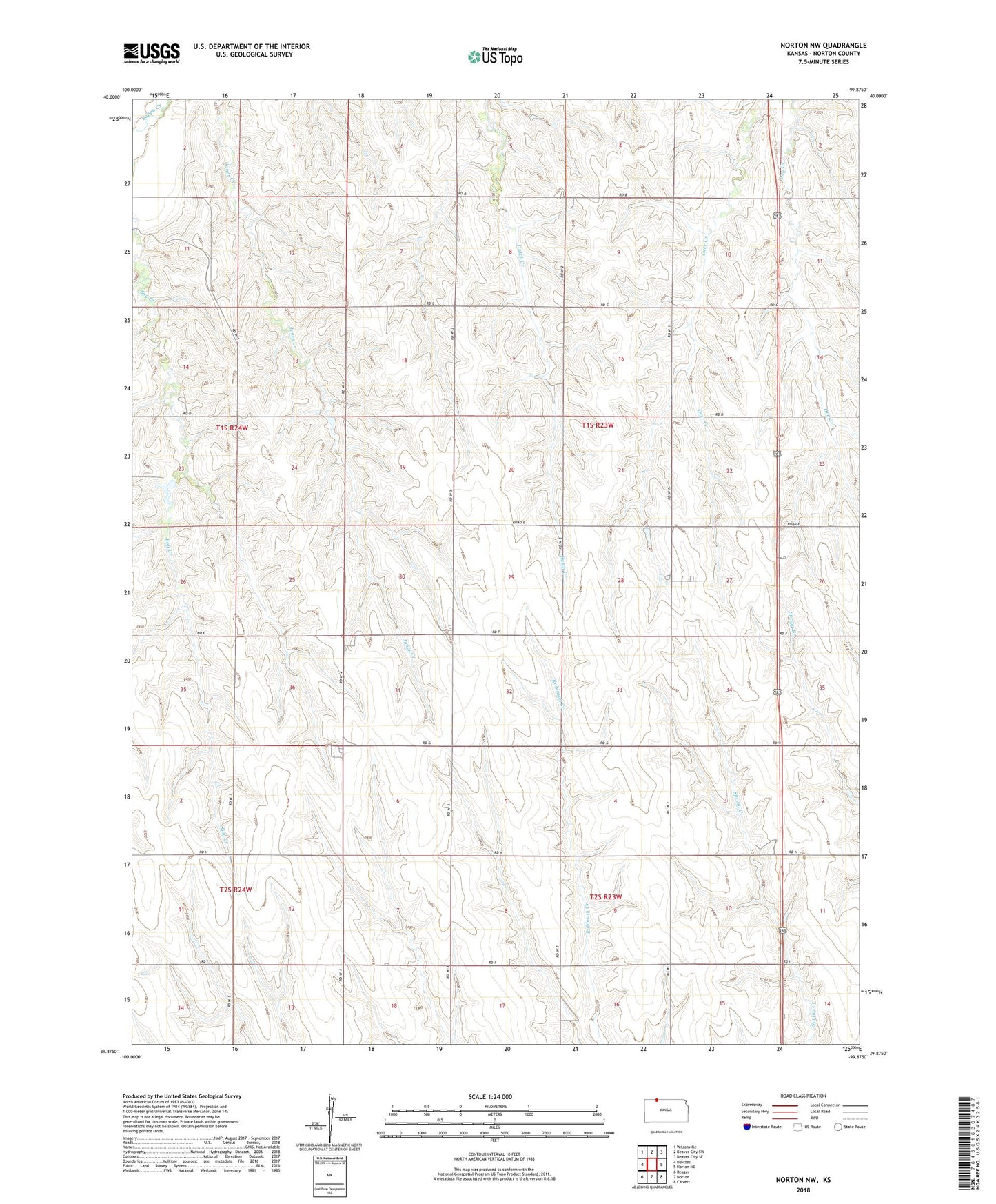 Norton NW Kansas US Topo Map Image