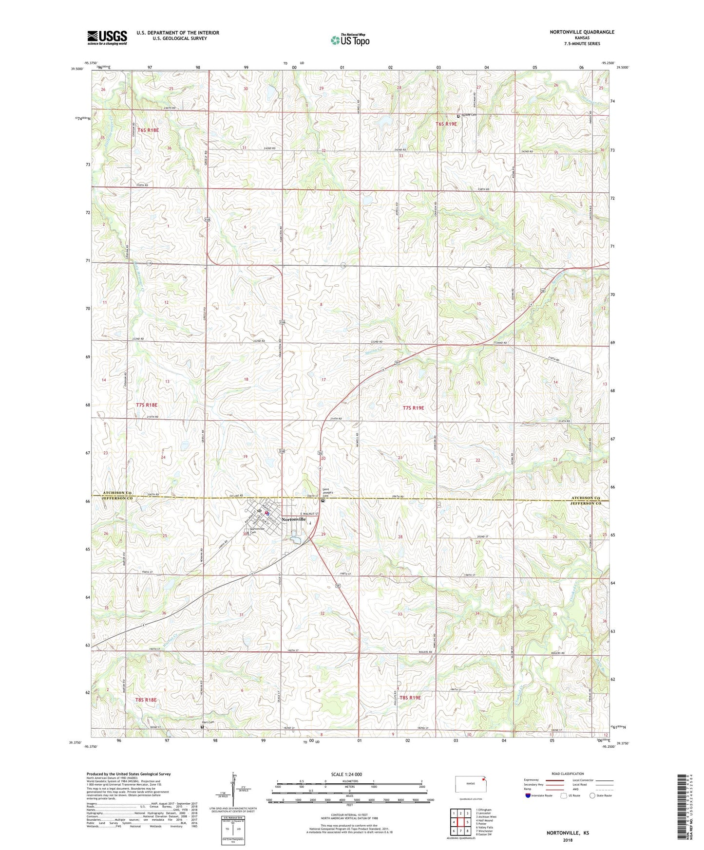 Nortonville Kansas US Topo Map Image