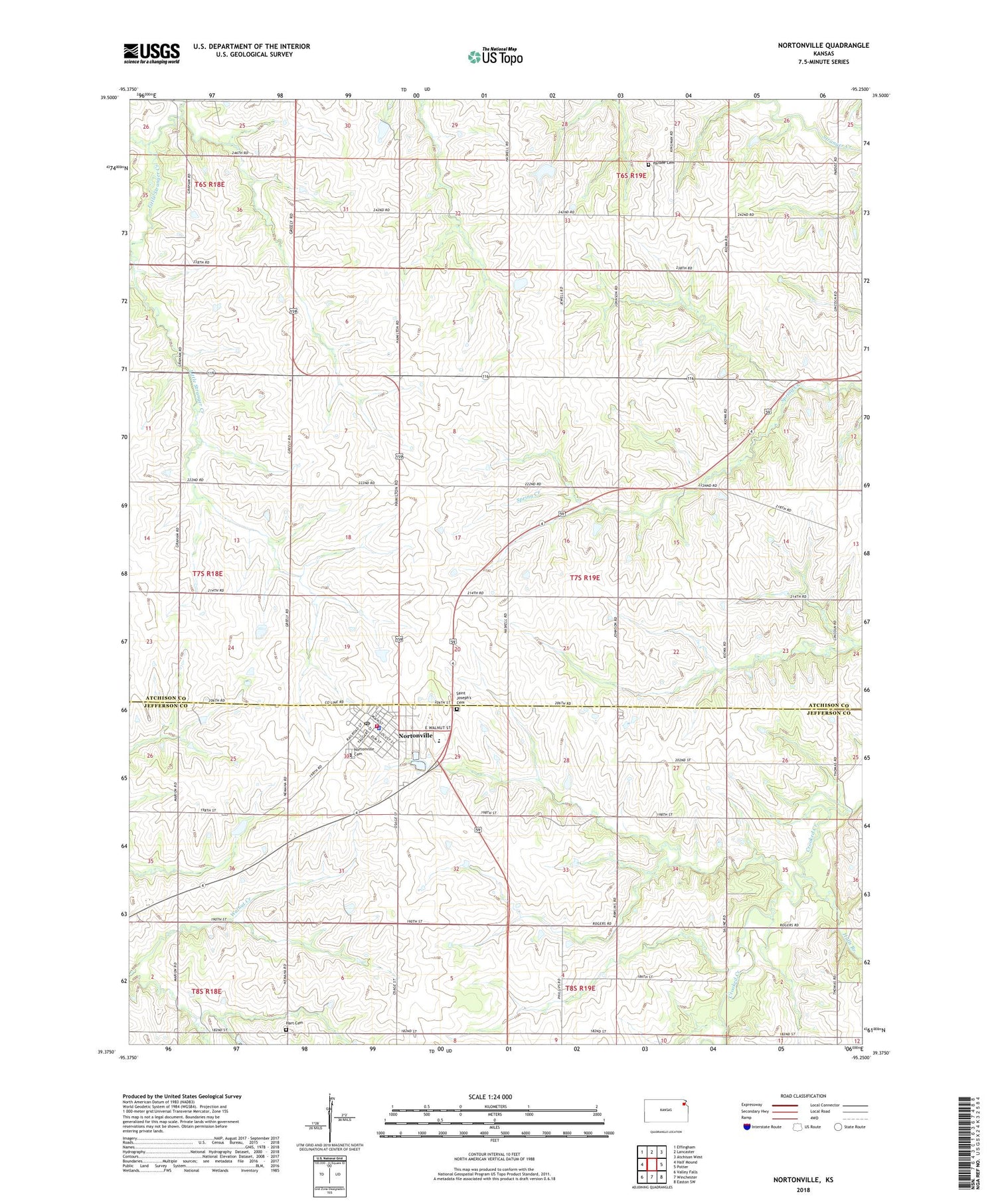 Nortonville Kansas US Topo Map Image