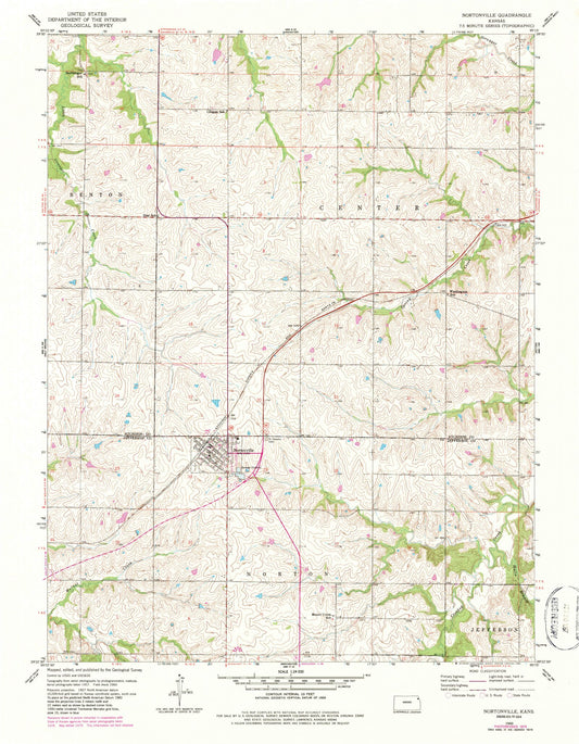 Classic USGS Nortonville Kansas 7.5'x7.5' Topo Map Image