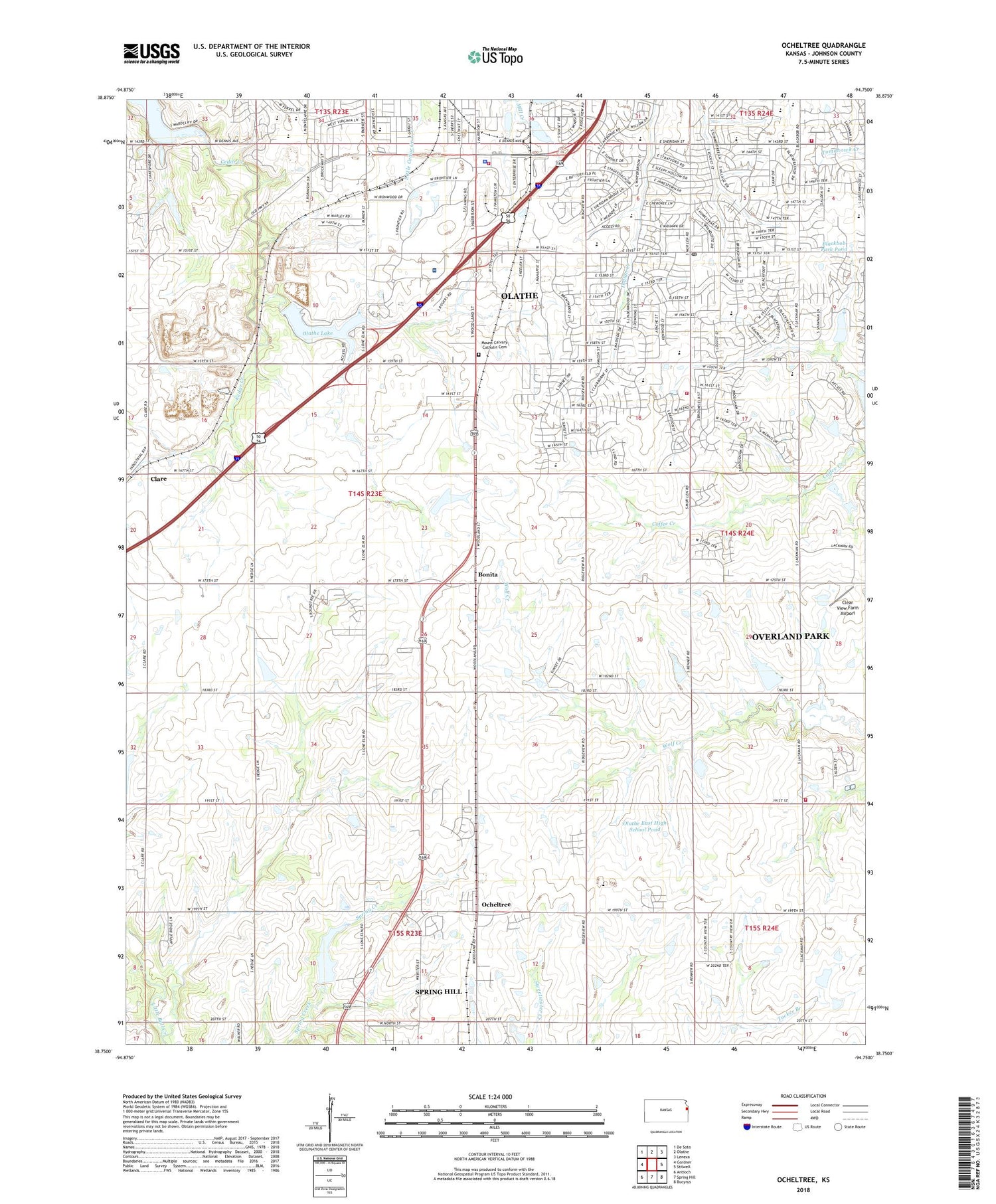 Ocheltree Kansas US Topo Map Image