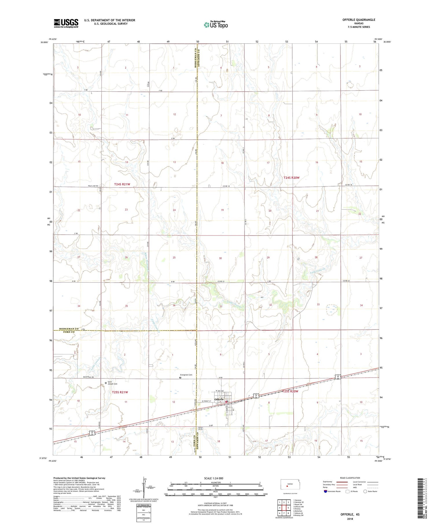 Offerle Kansas US Topo Map Image