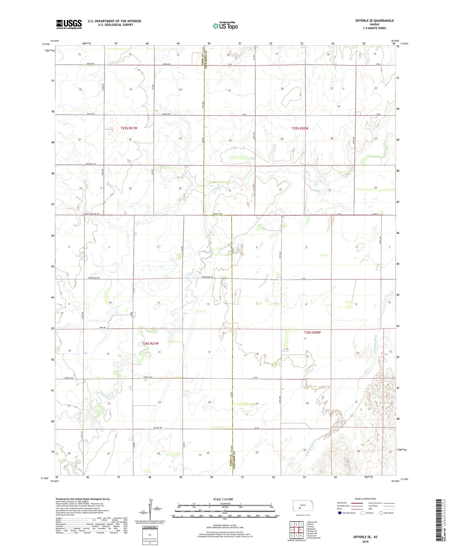 Offerle SE Kansas US Topo Map Image