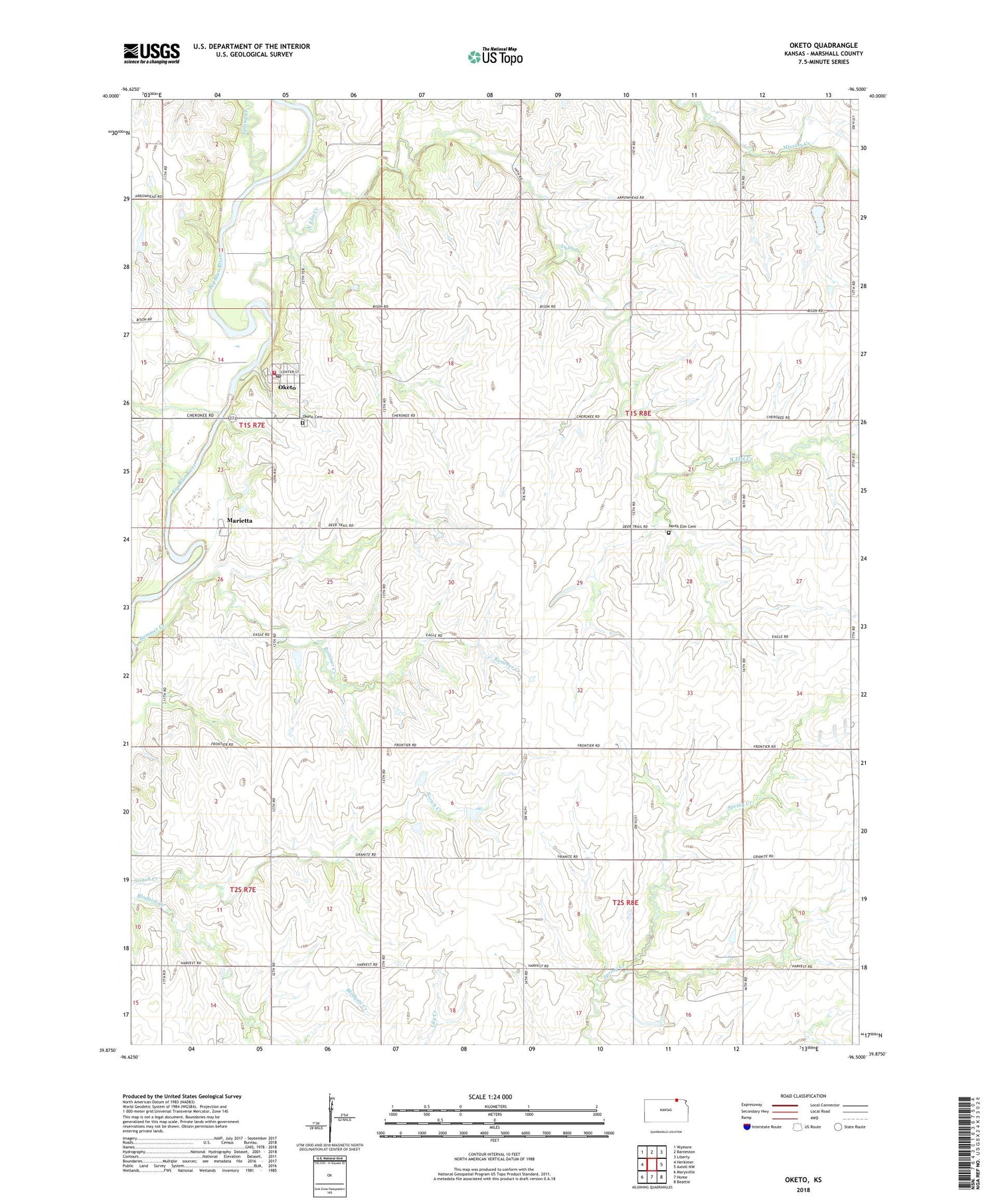 Oketo Kansas US Topo Map Image