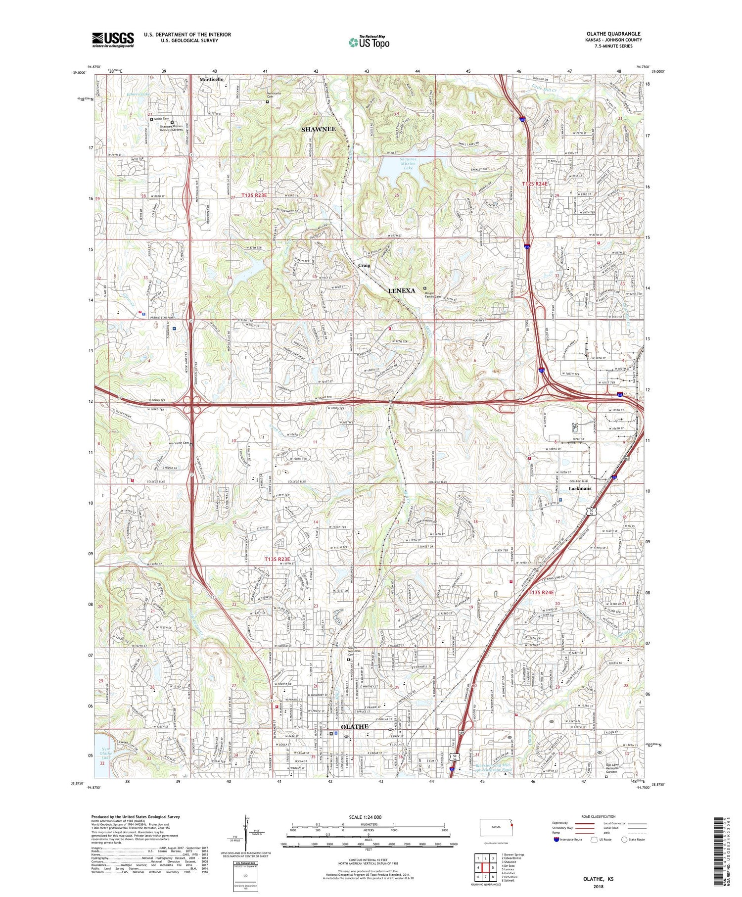 Olathe Kansas US Topo Map Image