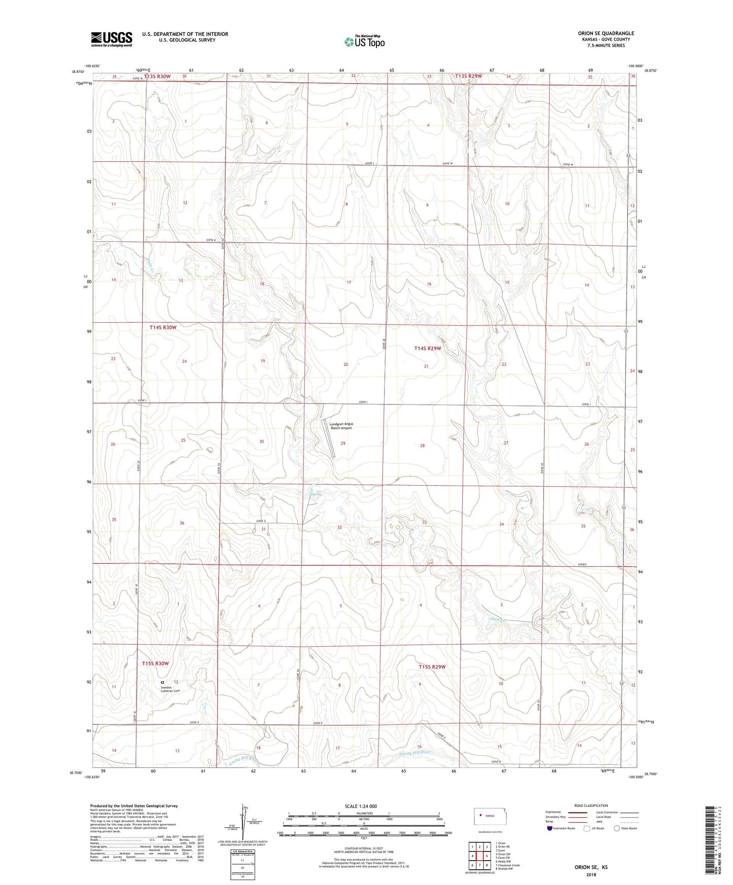 Orion SE Kansas US Topo Map Image