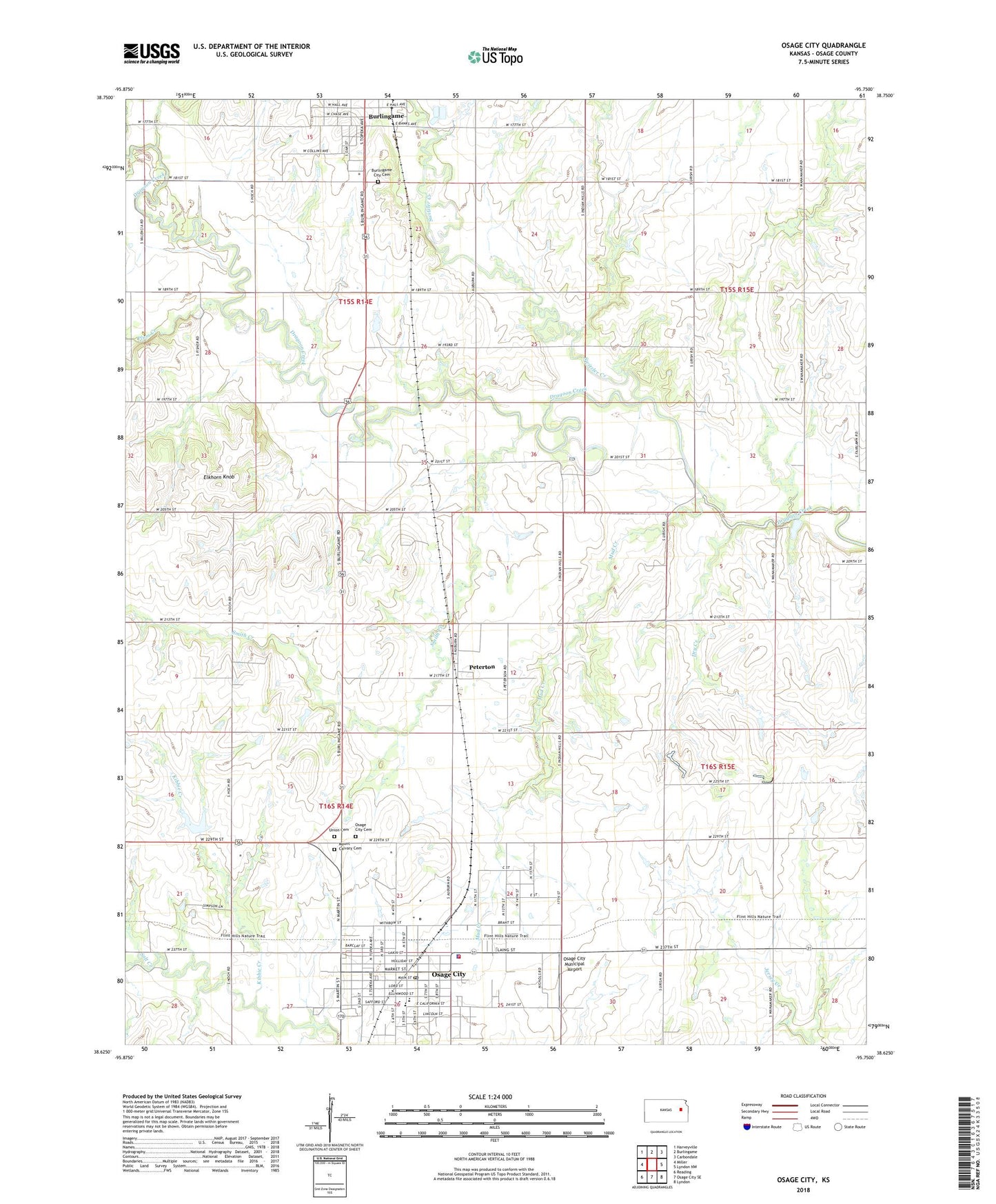 Osage City Kansas US Topo Map Image