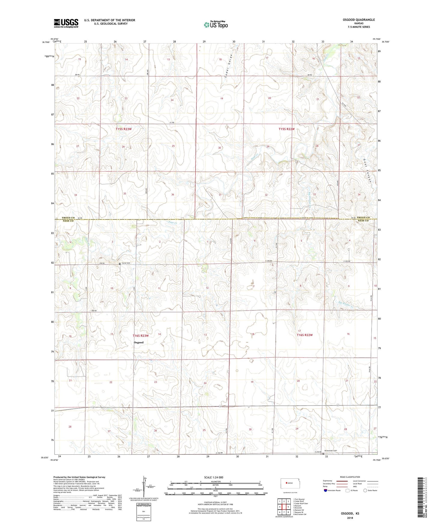 Osgood Kansas US Topo Map Image