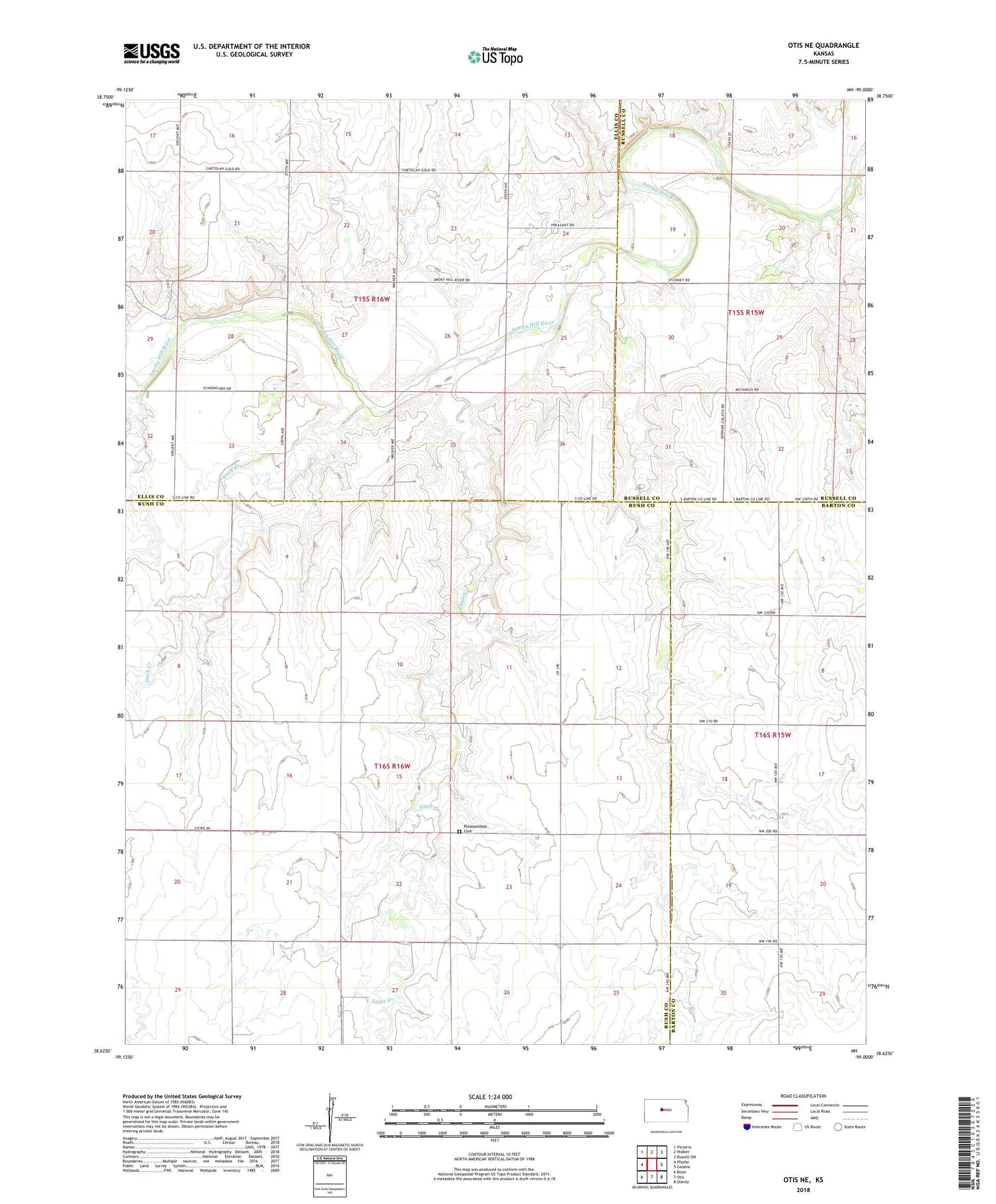 Otis NE Kansas US Topo Map Image
