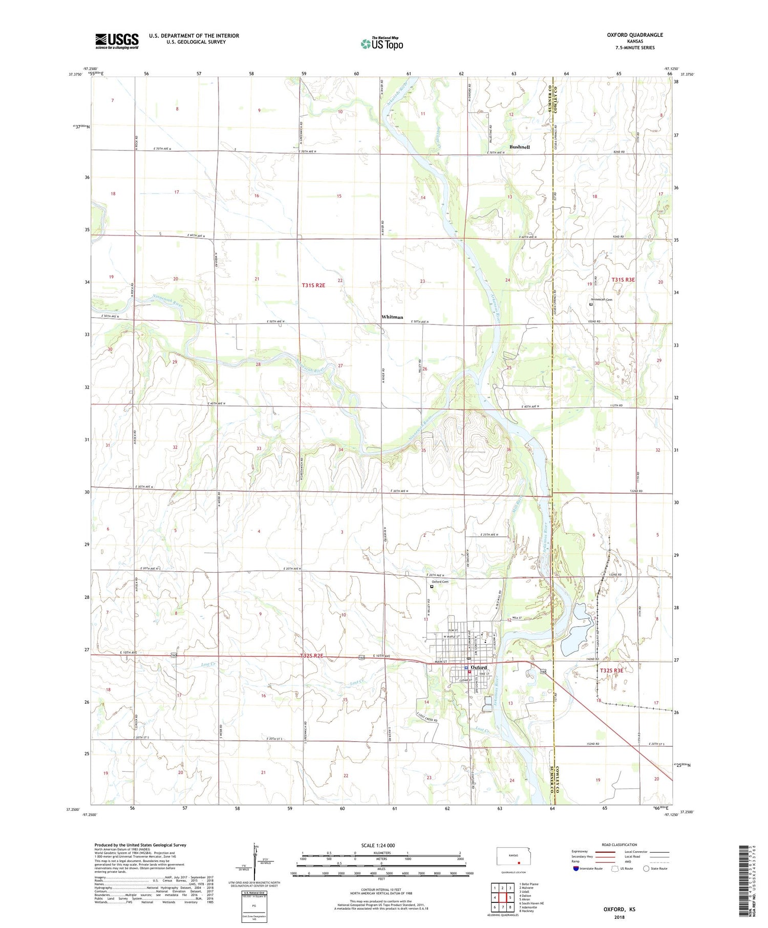 Oxford Kansas US Topo Map Image