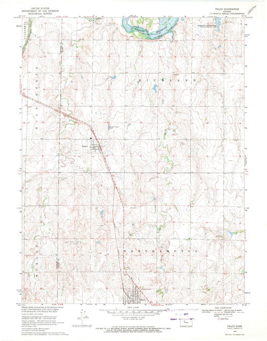 Classic USGS Palco Kansas 7.5'x7.5' Topo Map Image