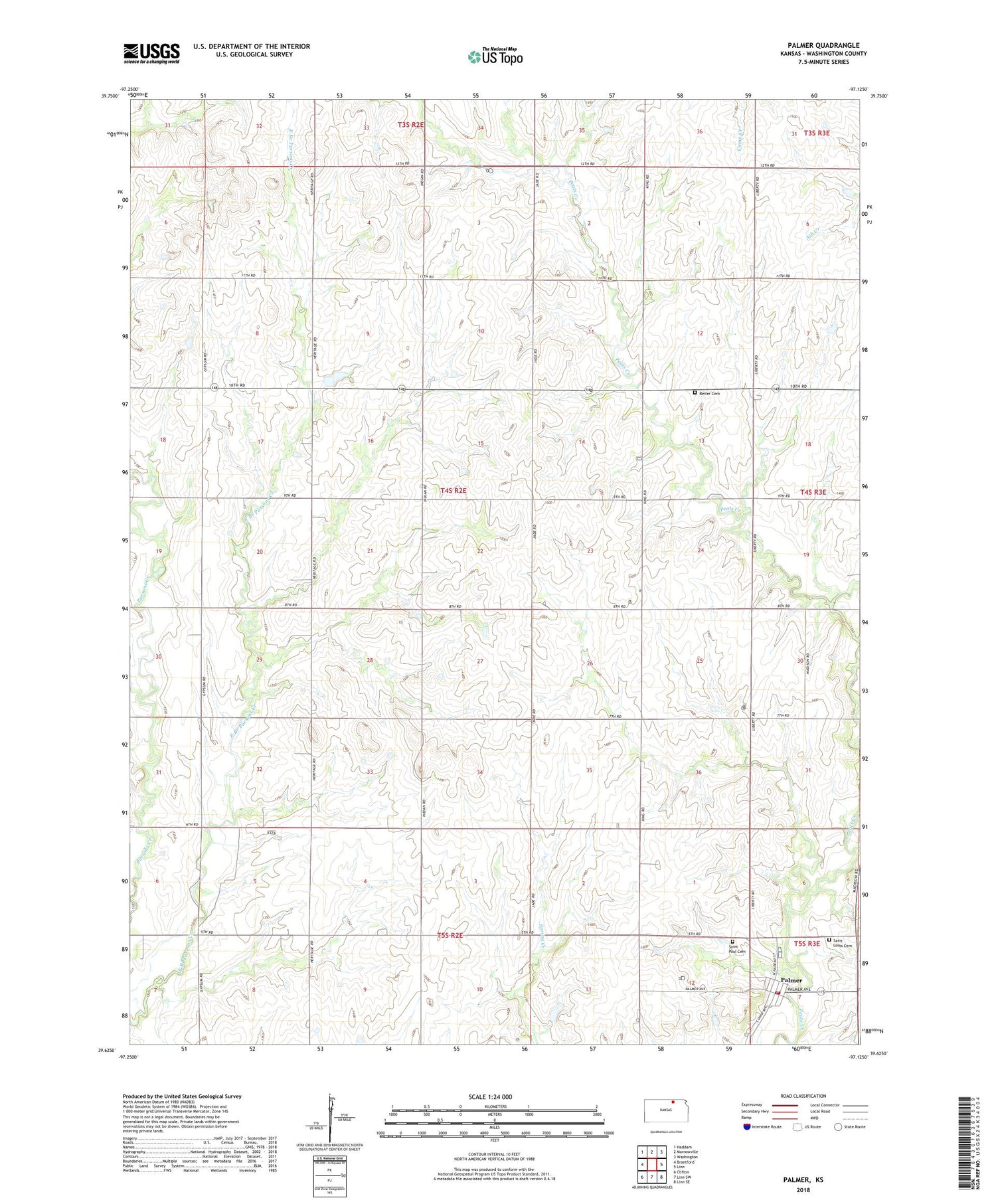 Palmer Kansas US Topo Map Image