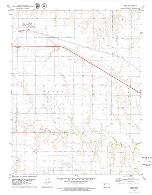 Classic USGS Park Kansas 7.5'x7.5' Topo Map Image