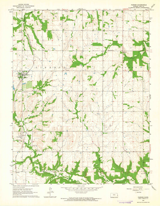 Classic USGS Parker Kansas 7.5'x7.5' Topo Map Image