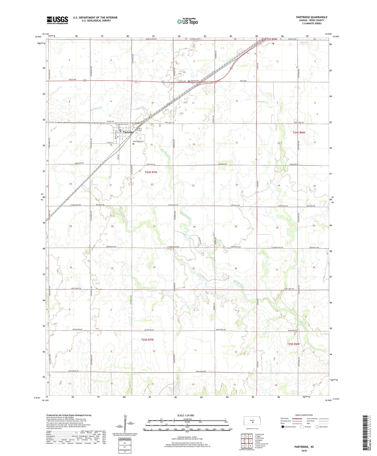Partridge Kansas US Topo Map Image
